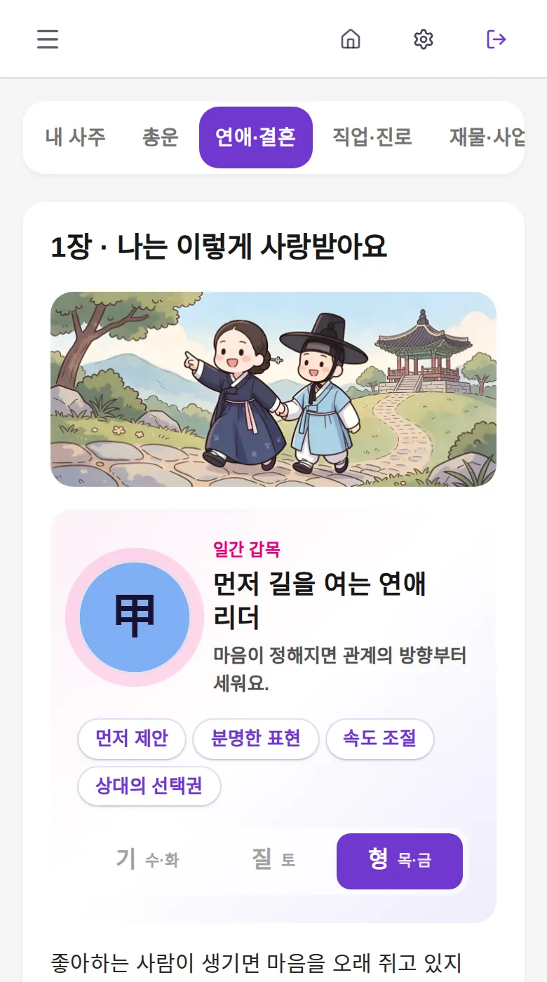 연애 이야기 1장 — 나는 이렇게 사랑받아요, 일간 매력 카드